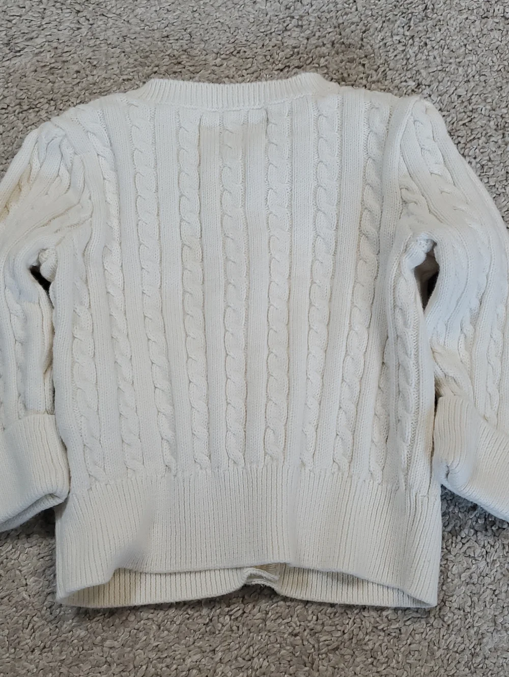 Ralph Lauren Cream Cable Knit Button-Up Cardigan with Pink Polo Pony. 6 Months